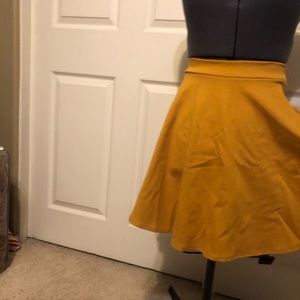 Mustard yellow fit and flare skirt skater skirt